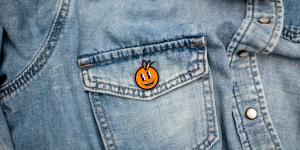 Orange Pin on jeans pocket