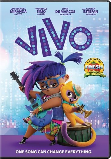 Cover art for Vivo [DVD videorecording] / Netflix presents   from Sony Pictures in association with One Cool Films   a Sony Pictures Animation film   story by Peter Barsocchini and Quiara Alegría Hudes   screenplay by Kirk DeMicco and Quiara Alegría Hudes   produced by Lisa Stewart