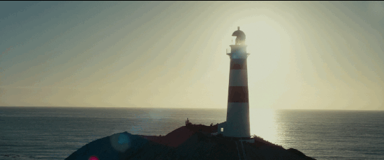 Animated gif of a lighthouse during sunset