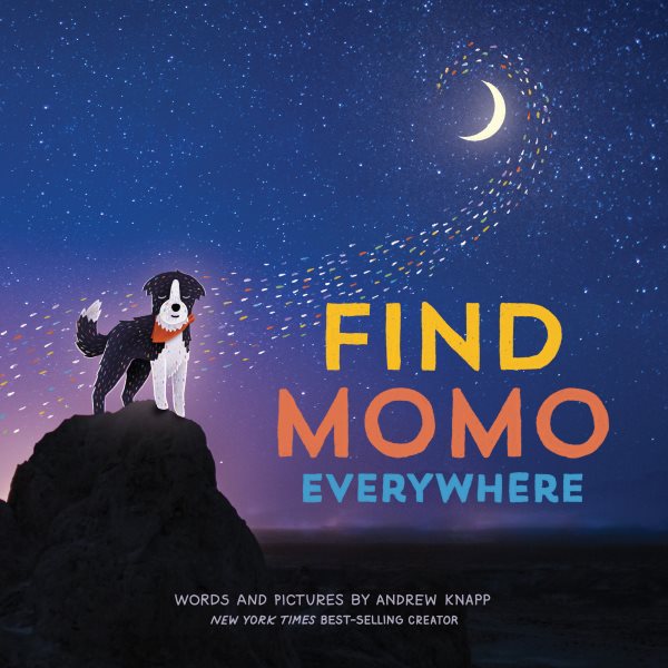 Cover art for Find Momo everywhere / words and pictures by Andrew Knapp.