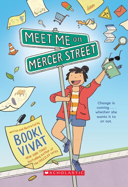 Cover art for Meet me on Mercer Street / written and illustrated by Booki Vivat   with color by Joan Wirolinggo.