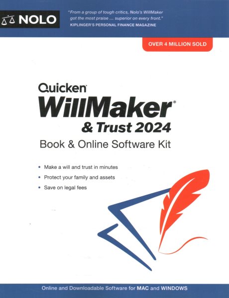 Cover art for Quicken WillMaker & trust 2024 book & online software kit / editor